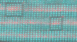 A grey, blue and pink image depicting a layered structure of strontium (not colored), barium (red) and titanium (teal) is a tunable dielectric that can improve the performance of high-frequency electronics